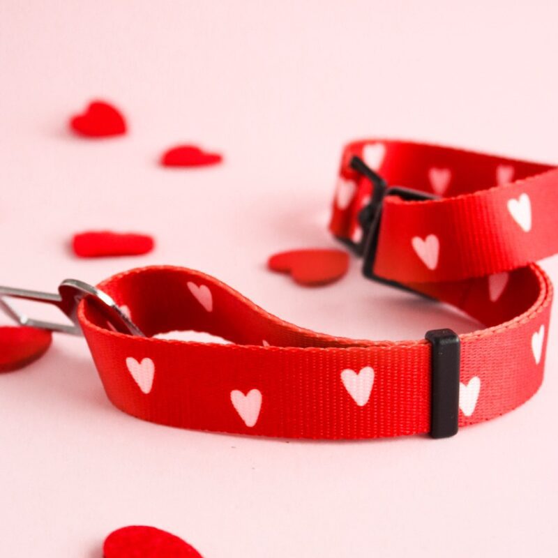 Regulowany pas samochodowy Red Love z zaczepem do pasów