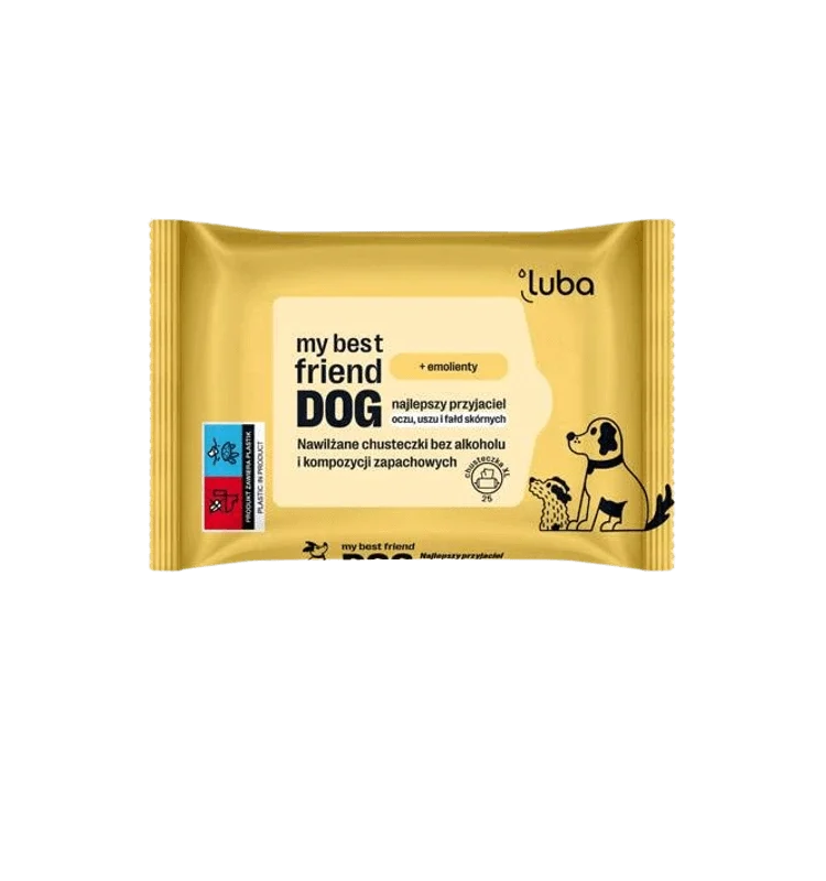 Nawilżane chusteczki do pielęgnacji wrażliwych miejsc - oczu, uszu i fałd skórnych Twojego Pupila, 25 chusteczek