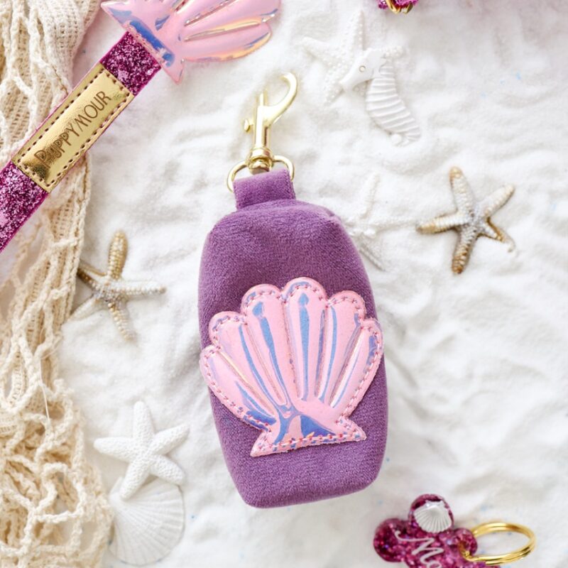 Małe etui na przysmaki dla psa z różową muszelką – kolekcja Seashell Pink