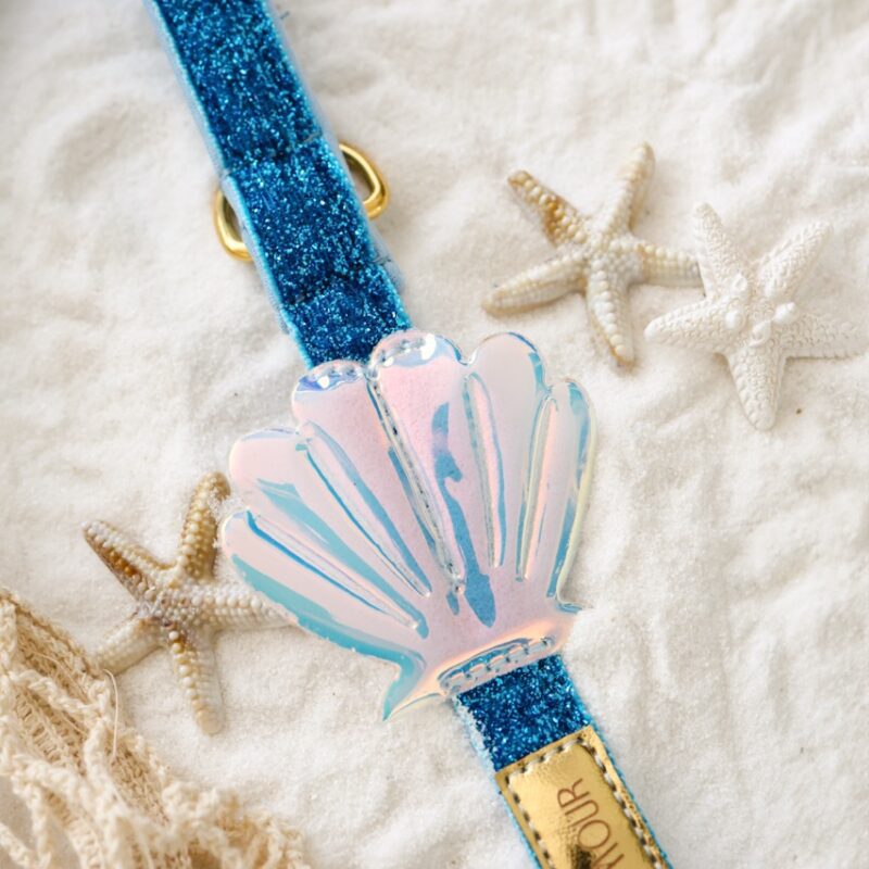 Smycz dla psa z muszelką 3D – Seashell Blue