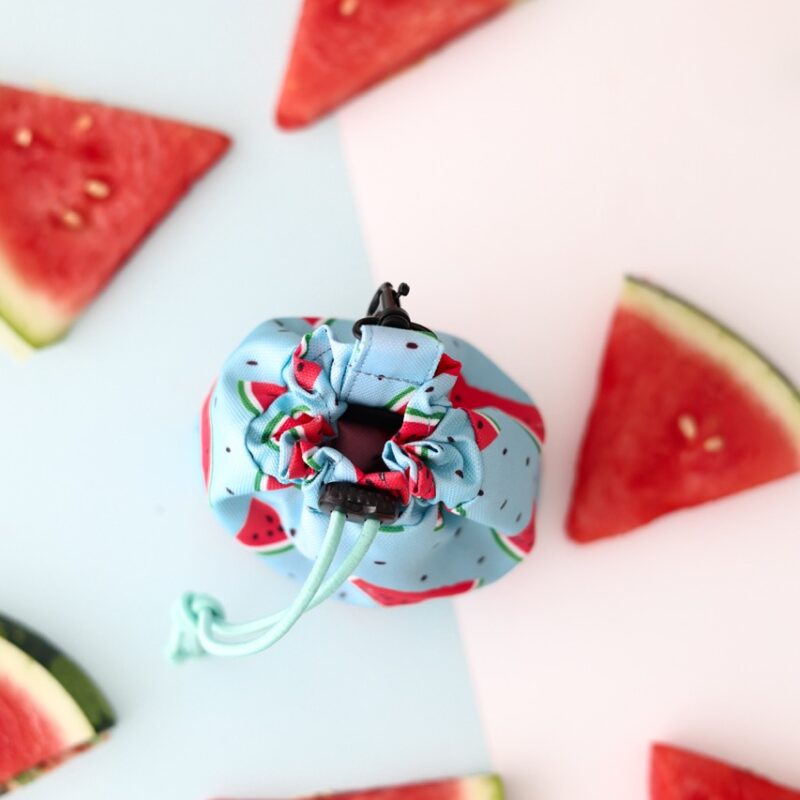 Woreczek na przysmaki i kupoworki z wzorem arbuzowych plastrów na błękitnym tle – Watermelon Blue