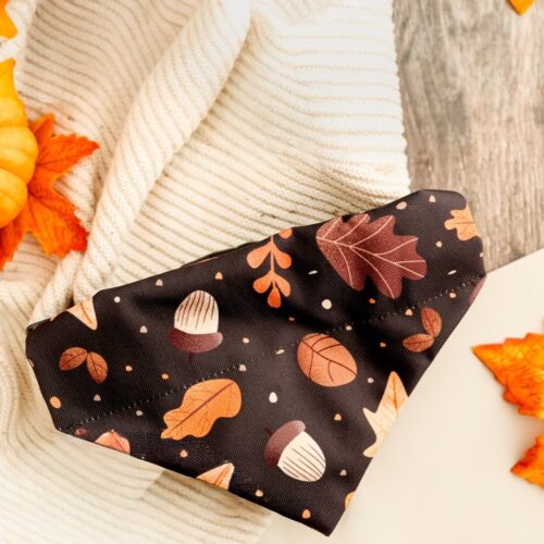 apaszka na obrożę Brown Autumn w jesienny wzór – Puppymour