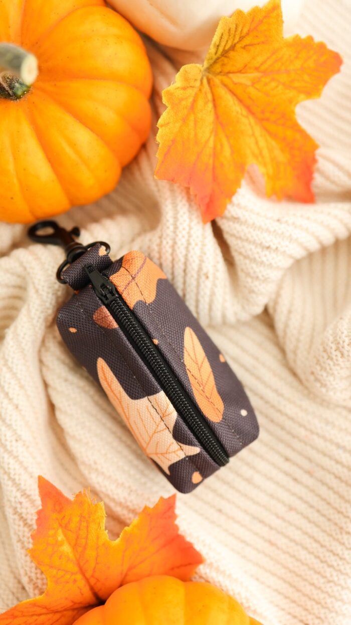 etui na woreczki dla psa Brown Autumn – liście i szyszki