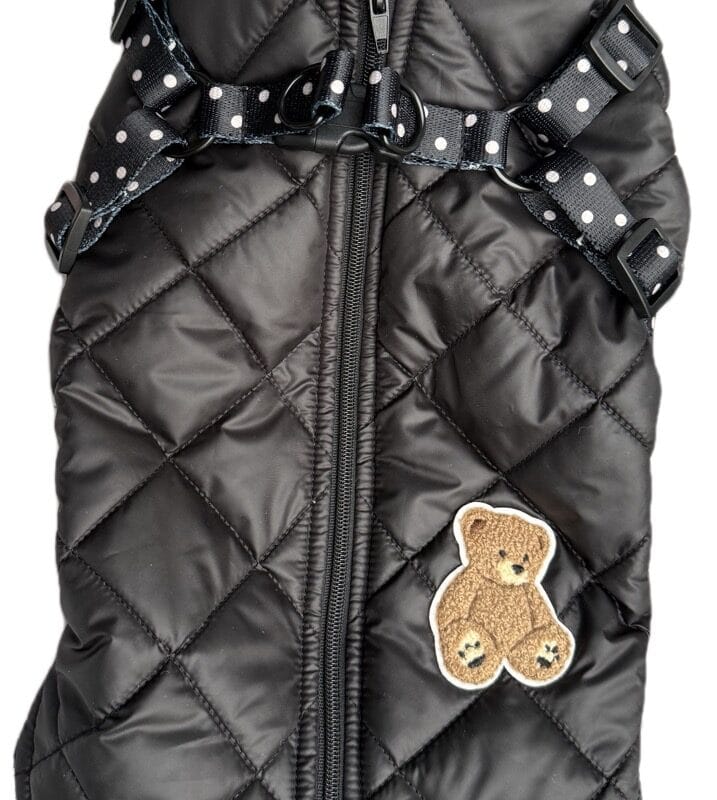 Kurtka z wbudowanym zapięciem "Black Puffy Teddy"